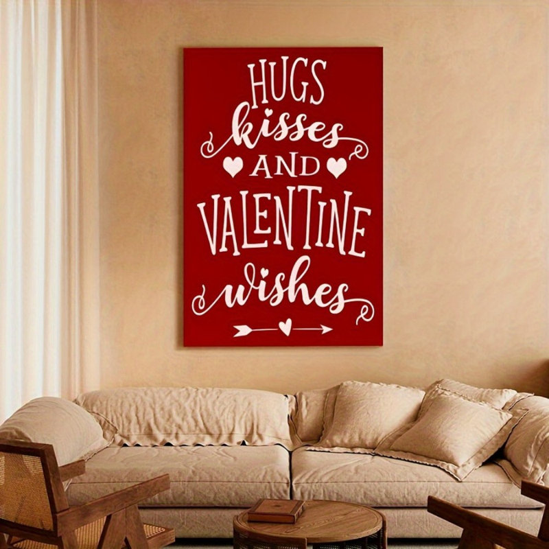 Impression sur toile «Romantic Hugs Kisses Valentine Wishes» - Urban Studio, 36 * 24 pouces (90 * 60 * 2cm)