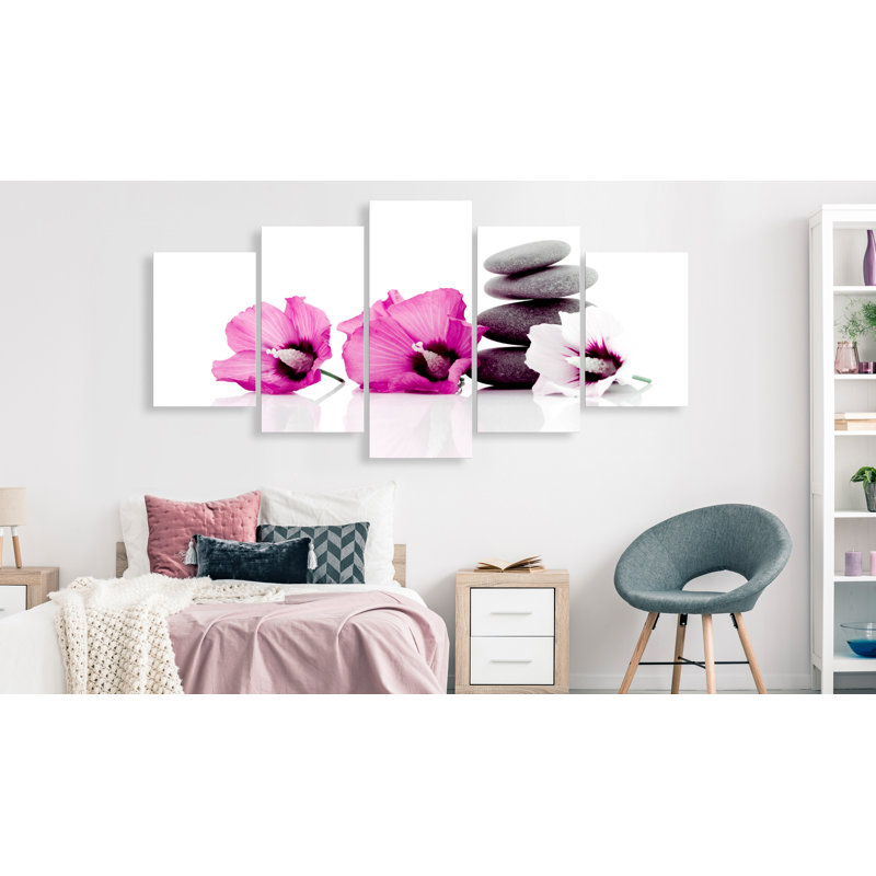 Ensemble de 5 impressions sur toile tendue, H 20 po x l 40 po x P 1 po, Rose