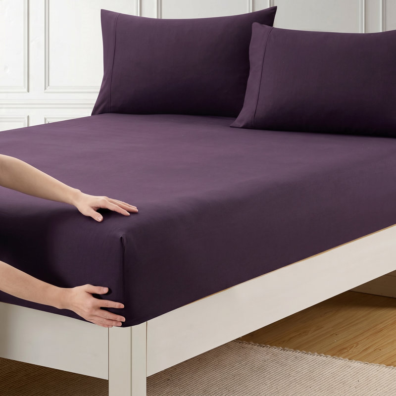 Draps-housses en microfibre brossée 6PK, Drap-housse simple TG, Mauve