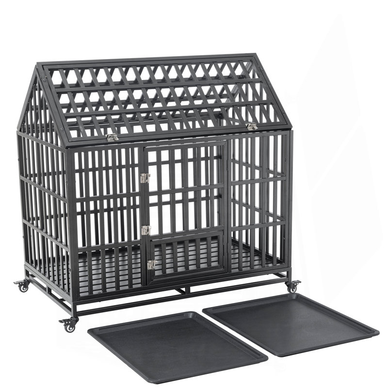 Cage pour chien robuste avec toit et fenêtre sur le toit