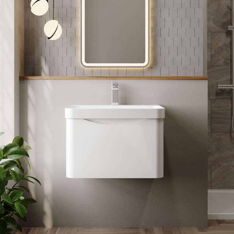 Lunar Bathroom Vanity, Satin White, 60.7 cm W