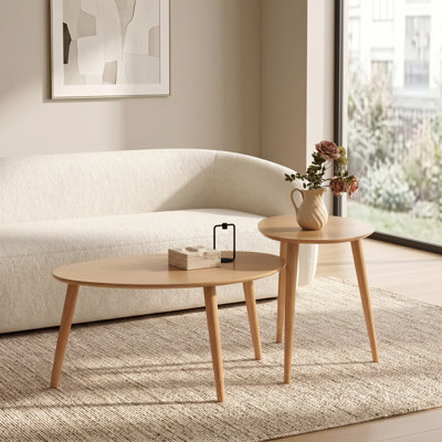 Table basse moderne en chêne massif 33,5 "