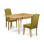 L'ensemble de 3 pièces de table de salle à manger moderne contient une table rectangulaire en bois avec Dropleaf et 2 chaises de salle à manger Parson en tissu de lin, chêne-112673219-109975703-109975704
