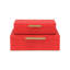 RebekaSet de 2 boîtes de rangement rectangulaires emboîtables, finition embossée moderne - faux chagrin rouge-2059028871