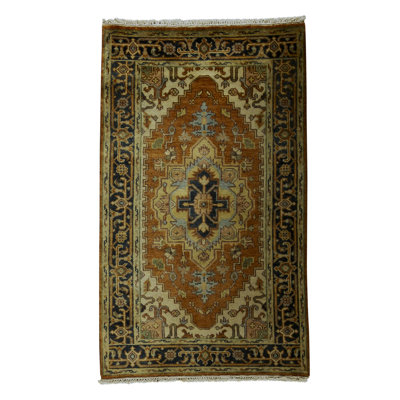 Tapis beige noué à la main de haute qualité