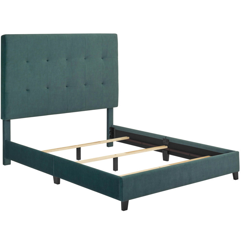 Grand lit tapissier moderne en velours - Cadre exquis avec cadre contemporain et confort