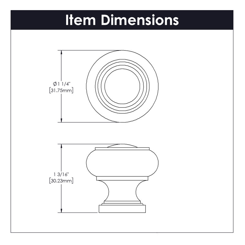 Cottage 1 1/4" Diameter Mushroom Knob, Oil-Rubbed Bronze