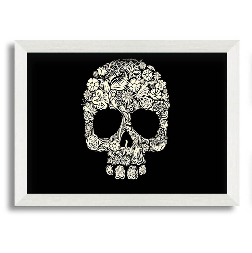 Skulls Floral Gerahmter Druck Wandkunst