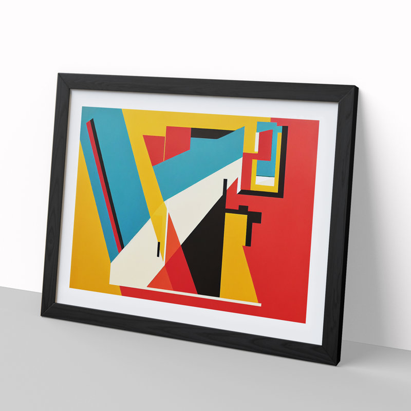 XH1022-8684X Suprematism Art Modern Vol.1 Abstract - Single Picture Frame Painting, 46cm H x 64cm W x 2cm D, Black
