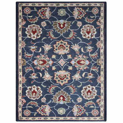 Classical Hand Tufted Wool Eco-Friendly Area Rugs - Rectangle | Charcoal Color | Oriental Design | Area Rugs for living room, Bedroom