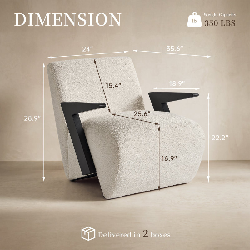 Fauteuil capitonné l 27,8 po Boucle, White