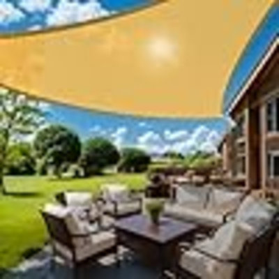 Happytrends Sun Shades Outdoor Patio,Heavy Duty Shade Sail UV Protection Beach Canopy,Tear And Rust Resistant Wind Sail For Yard Deck Lawn Garden Triangle Sunshade(1 2' X 1 2' X 1 2')