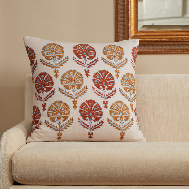 Housse et insert de coussin carré 100% coton, Blanc