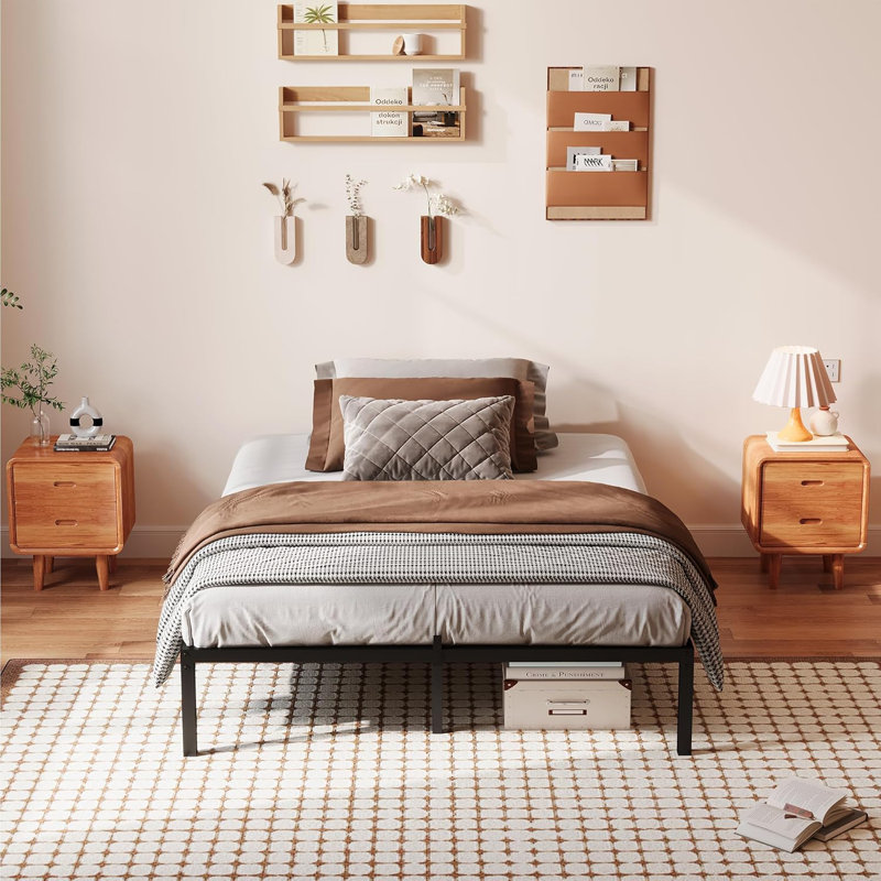 Queen Bed Frame No Box Spring Needed, Heavy Duty Metal Platform Bed Frame, Queen