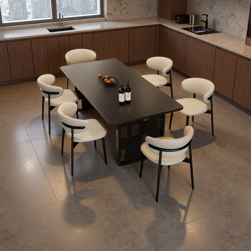 Stylish and Elegant Dining Table, 29.52" H x 62.99" W x 31.49" D, 7 Pieces: Table, 6 Chairs
