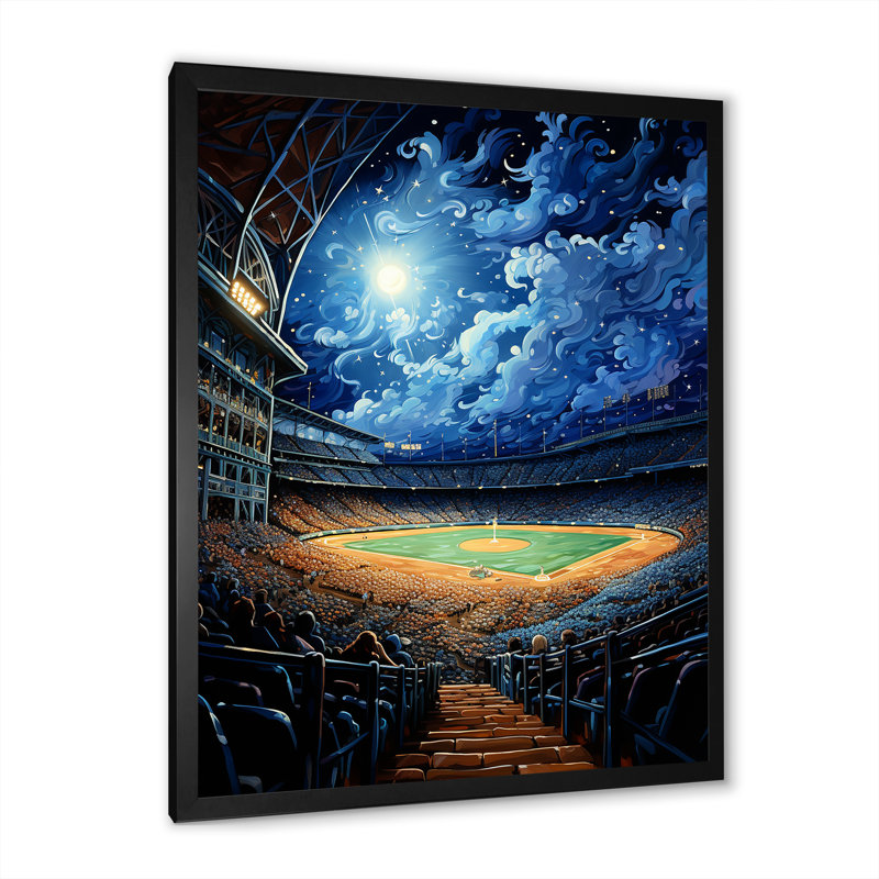 «Modern Baseball Stadium At Night II», impressions sur toile de paysages urbains, H 40 po x l 30 po x P 1,5 po
