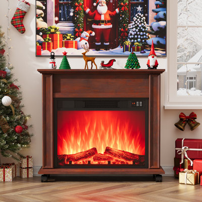 Electric Fireplace with 23 Inch Mantel, Farmhouse Electric Fireplaces TV Stand
