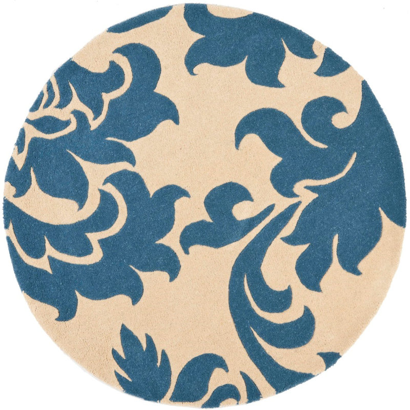 Chesterfeld Martha Stewart Hand Tufted Wool Floral Rug, Round 4'