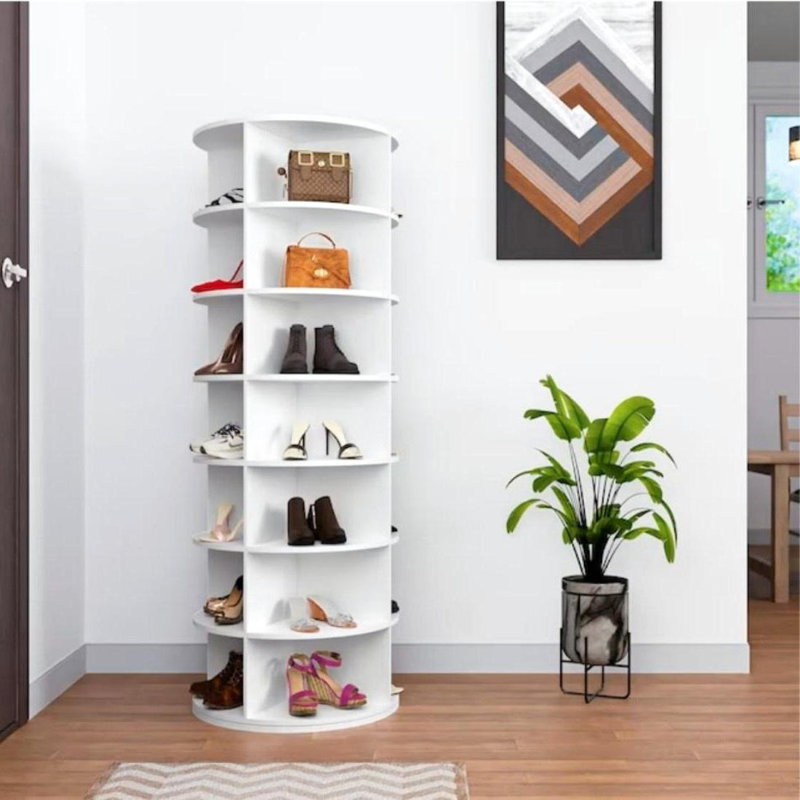 Rotating Shoe Rack Tower 7-Tier Handbag Storage Organizer Display Carousel