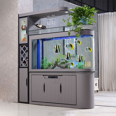 59.06"Large Gray Glass Aquarium with Filtration System