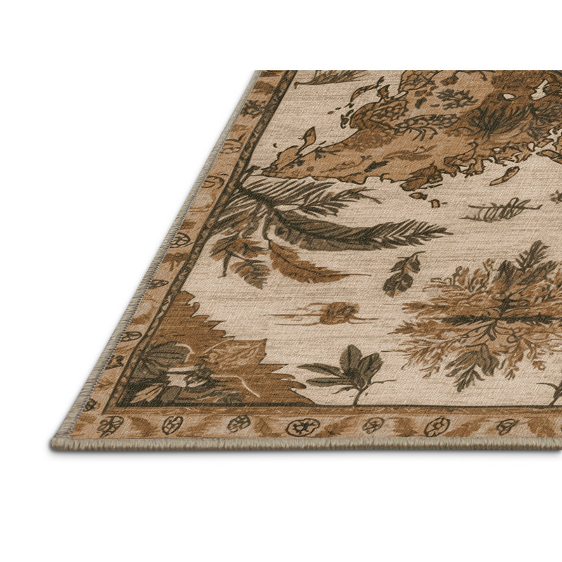 Tapis brun lavable à la machine, Carré 5 pi