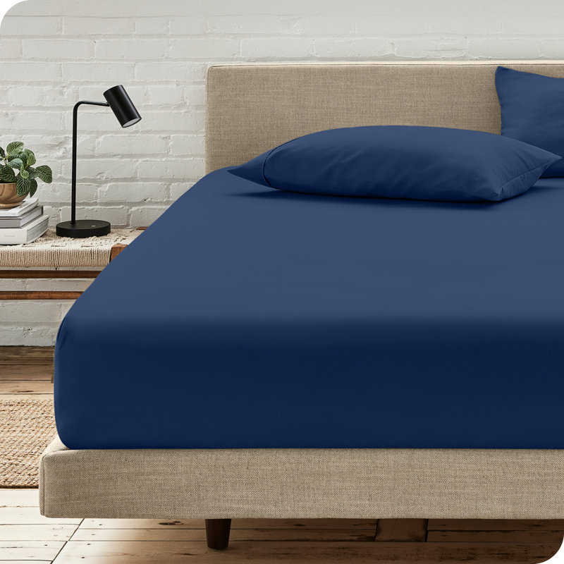 Ensemble de drap-housse en microfibre avec taie d'oreiller   , Bleu foncé, Drap-housse pour lit simple avec 1 taie d'oreiller
