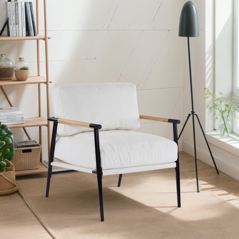 Chaise d'appoint Sabatio, Mélange de polyester blanc, Noir