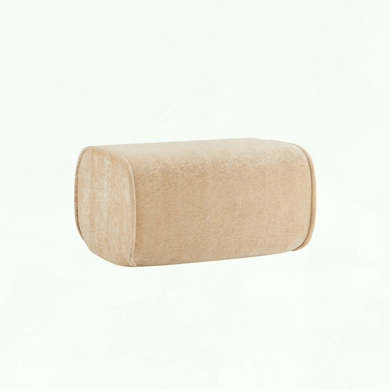 Harrison Ottoman with Premium Velvet and No-Assembly, Light Camel