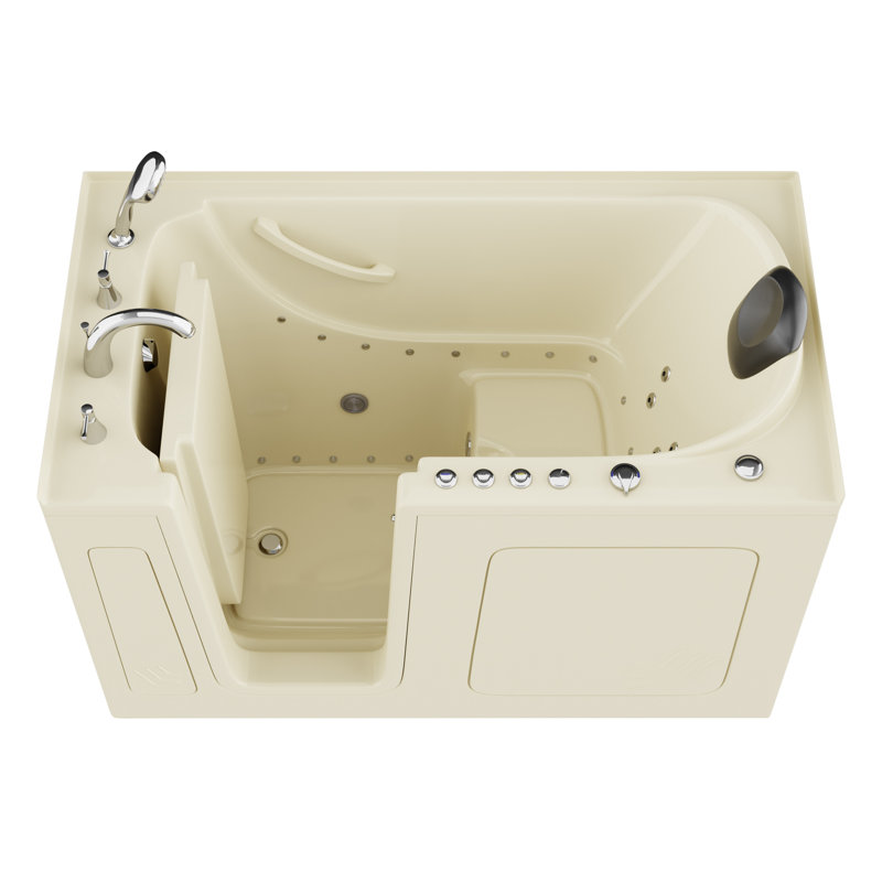 Therapeutic Tubs 32 in. x 60 in. Left Drain Quick Fill Walk-In Whirlpool and Air Tub with Powered Fast Drain in Biscuit, Left