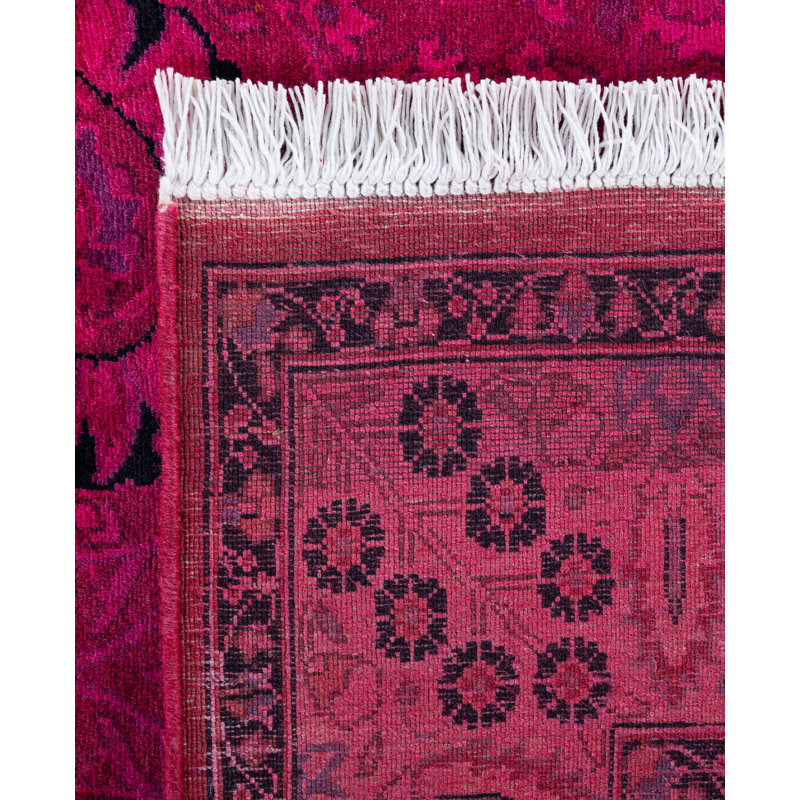 Overdyed Hand-Knotted Wool Modern-Contemporary Pink Runner 3' 1" x 8' 10"