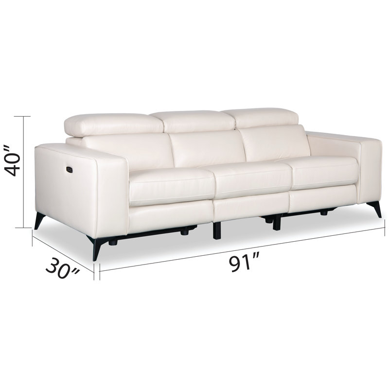 Canapé inclinable à accoudoirs carrés de 91 po Marquesha, Cuir beige
