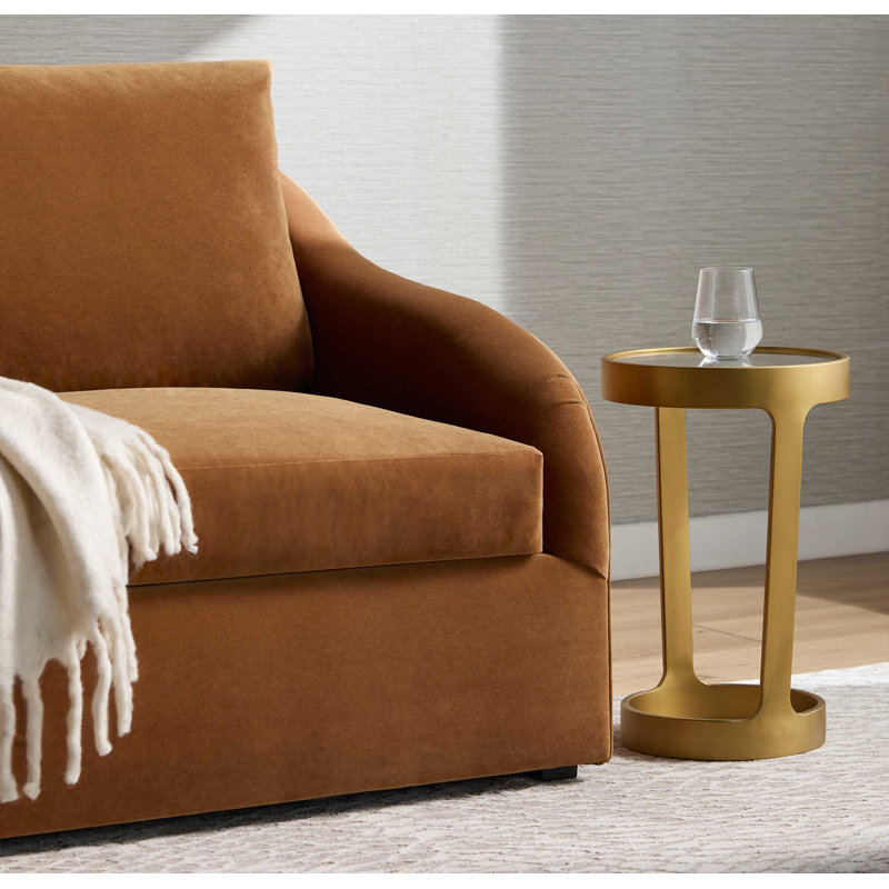Dax Round Pull Up Table, Brushed Brass