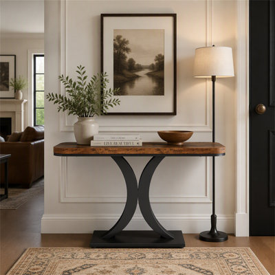 40" Console Table, Narrow Entryway Foyer Table with Geometric Base