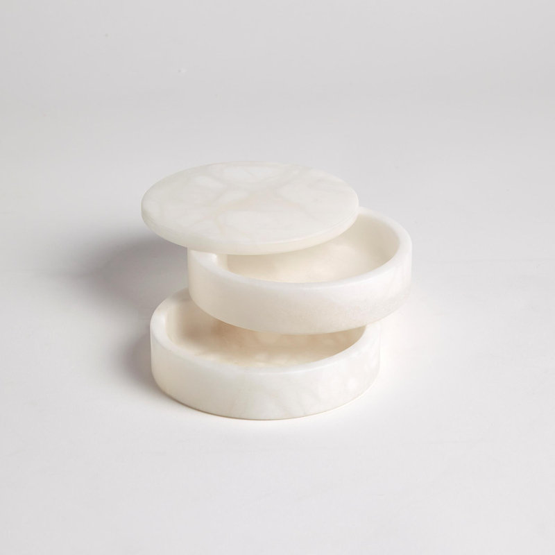 Alabaster Swivel Box-White