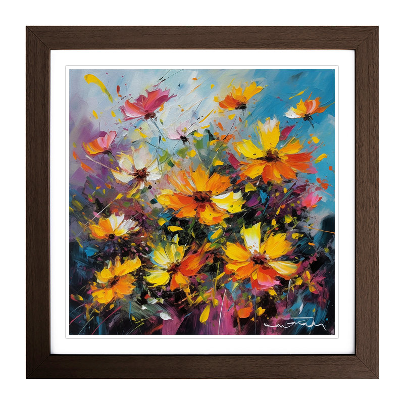Cosmos Abstract Expressionism - Framed Print, Walnut