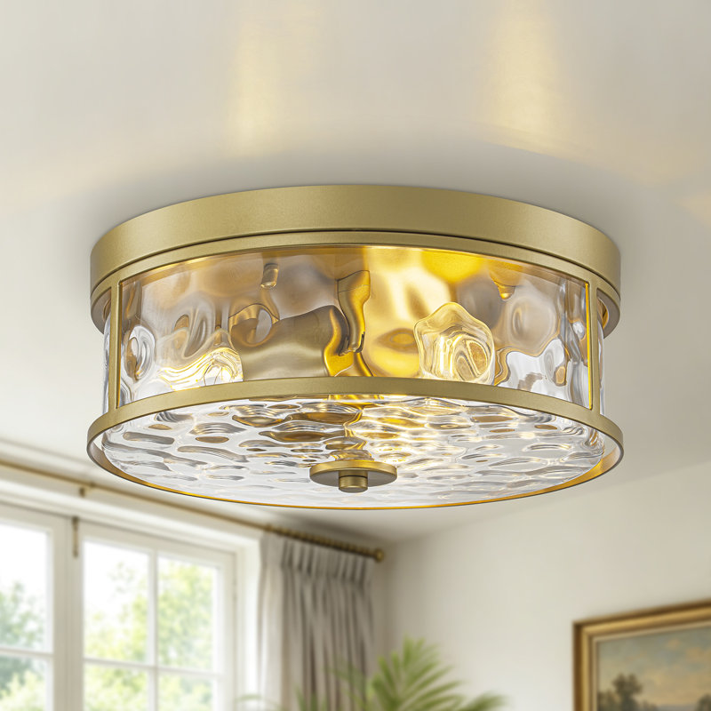 Plafonnier encastré 3 lumières en verre martelé transparent, Black