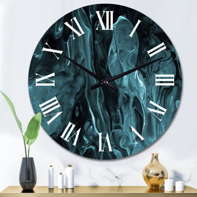 Turquoise Creative Abstract Dark I - Modern Wall Clock
