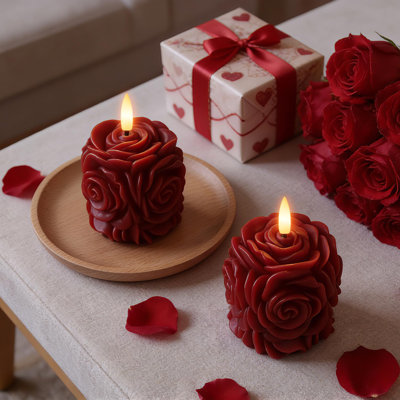 2 bougies sans flamme avec télécommande pour la Saint-Valentin