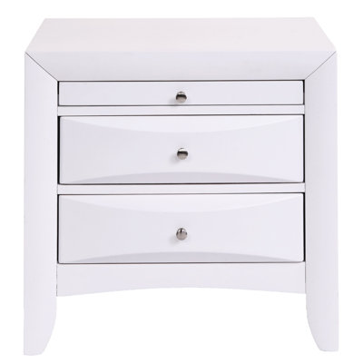 Table de chevet blanche pour chambre à coucher - 2 tiroirs