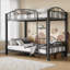 Lit superposé simple au dessus d'un lit simple - Lit double, barrière de sécurité, école