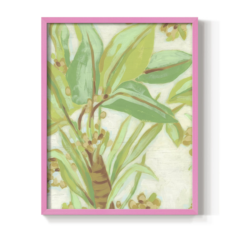 «Island Leaf Fresco I», reproduction encadrée - bois massif, H 30 po x l 24 po, Rose