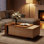 Expandable Storage Coffee Table, Drop-Leaf Design with Drawers & Open Shelf