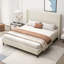 Structure de lit très grand avec tête de lit tapissier à dossier haut de 55,5 po, support à lattes Boucle Fabric12, panneaux latéraux épaissis, pieds en bois massif, aucun sommier tapissier requis-745235443-745235438