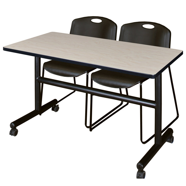 Nellia Flip-Top Training Nesting Table, 2 Zeng Stack Chairs