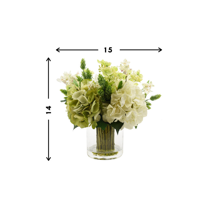 Green and White Hydrangea Arrangement