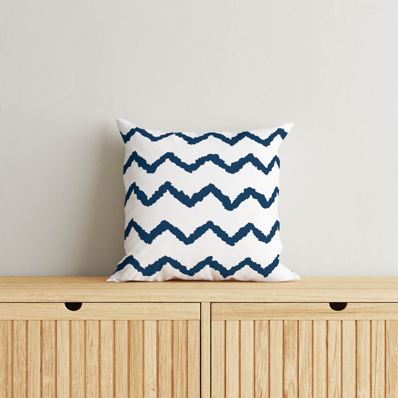 Chevron Wave Big Throw Pillow, 16"H x 16"W, Navy