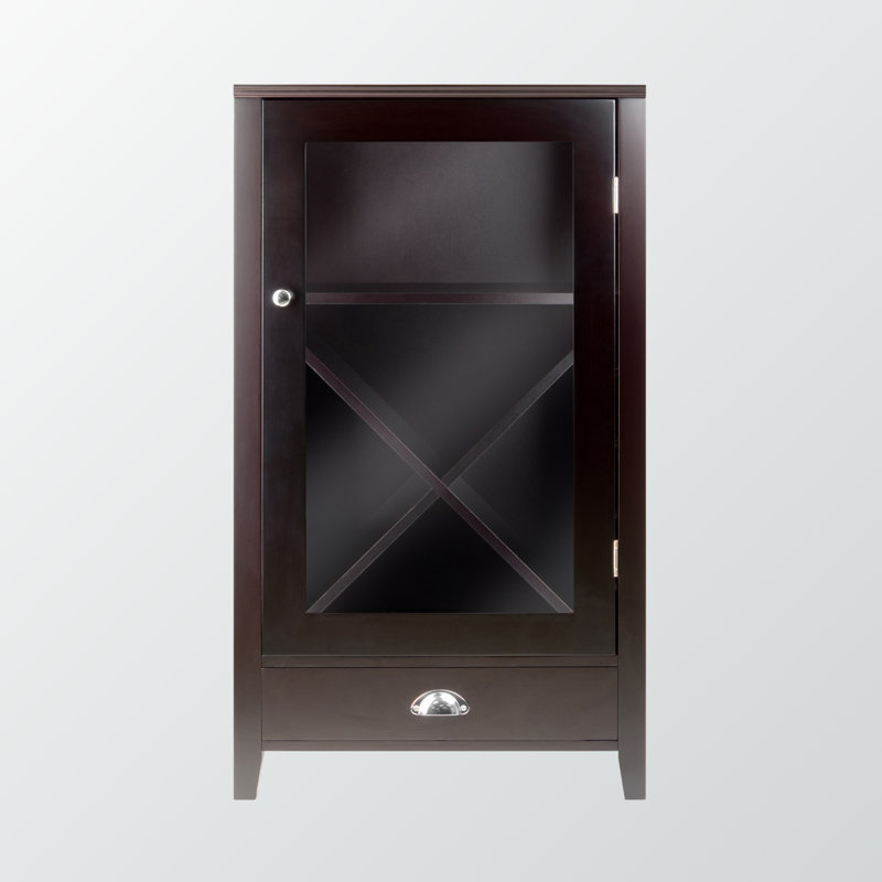 Monroe X-Panel Wine Stoarge Cabinet in Espresso Finish With Cabinet, 40.19" H X 15.6" D X 22.51" L