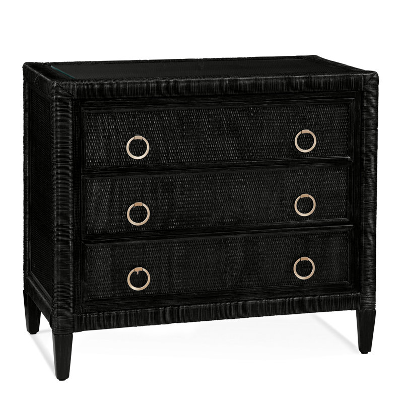 Commode 3 tiroirs Warwick, Noir, noir, noir, noir, Laiton satiné