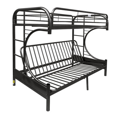 Lit superposé simple pour lit simple / très grand avec un look noir, capacité de 330 lb, largeur de siège de 80 po, profondeur de 30 po, lit à finition en métal, poids, support de lattes