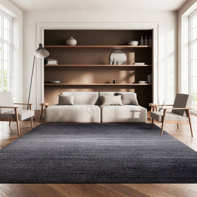 Difranco Machine Made Power Loom Polypropylene Area Rug in Dark Gray/Light Gray